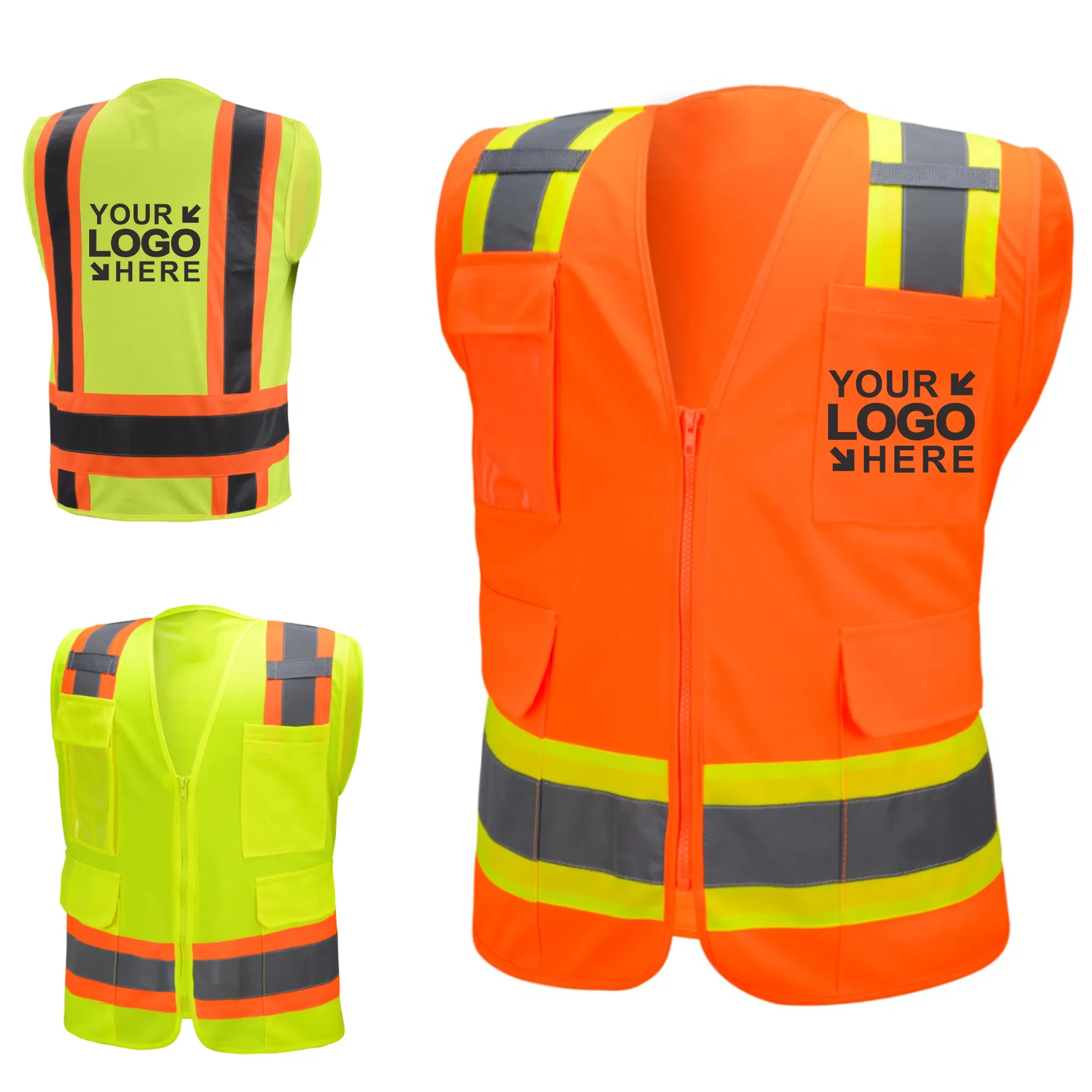 MOQ 50Pcs Customize High Visibility Two-Tone Safety Vest 2