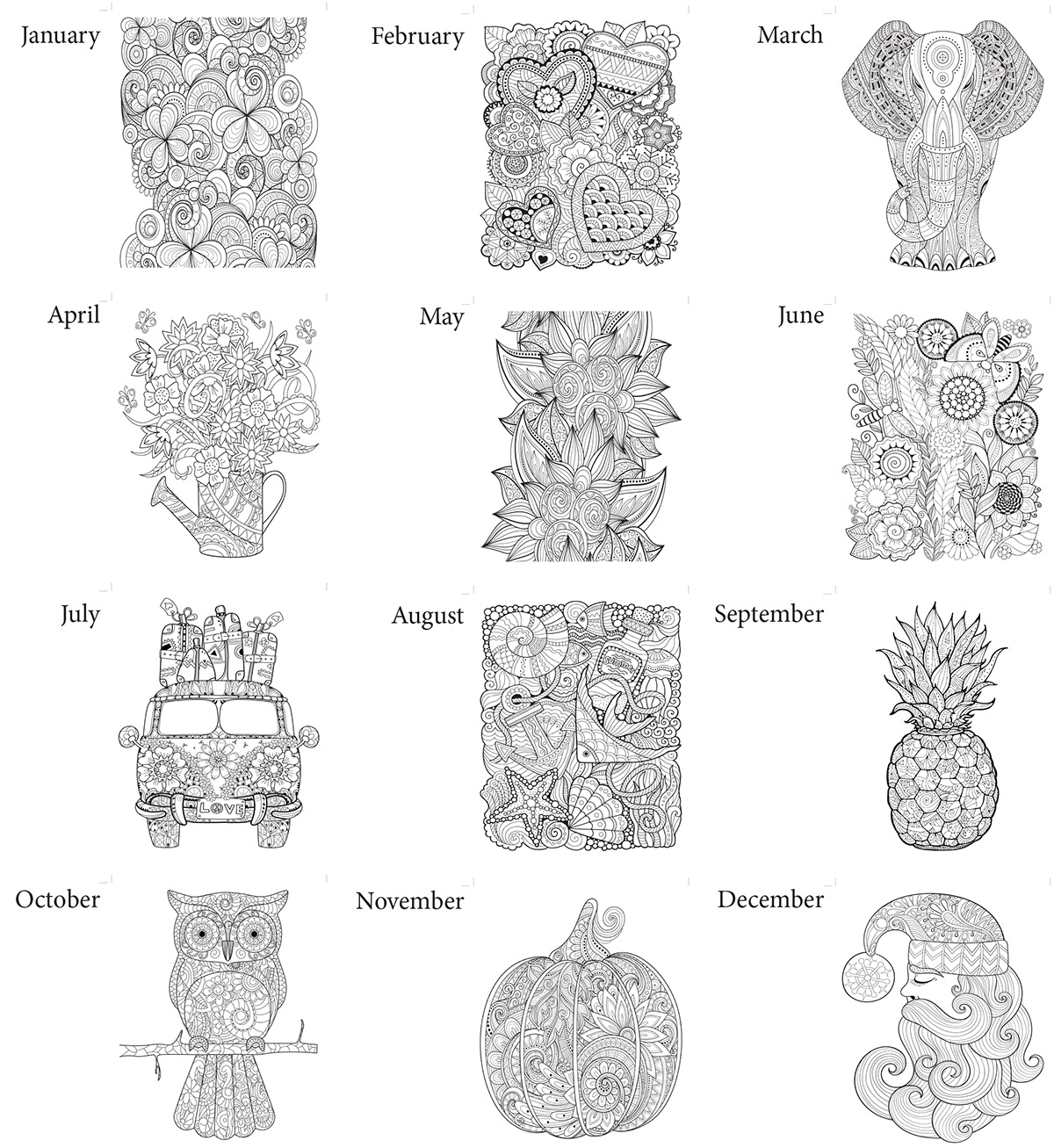 Adult Coloring Book Calendar