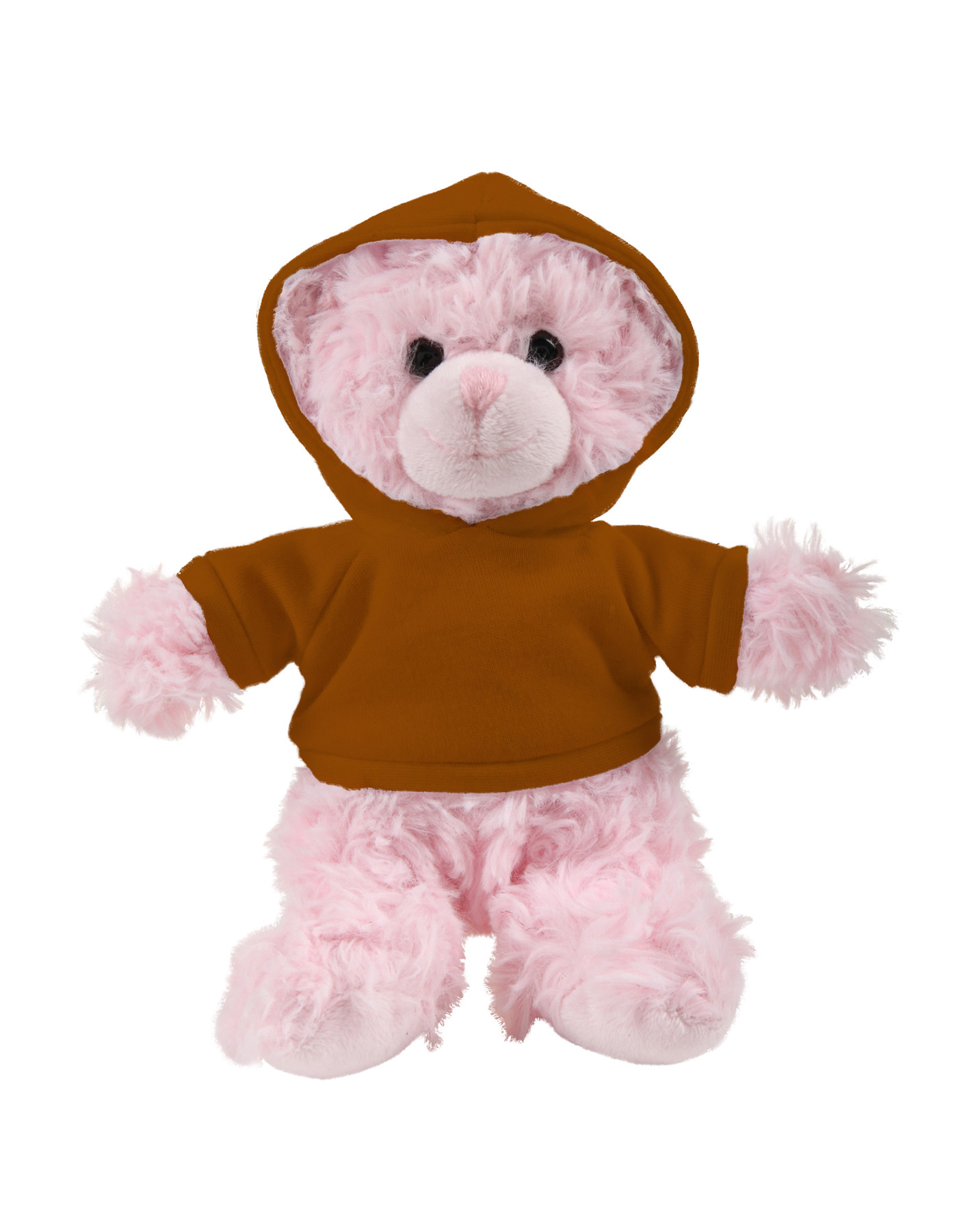 soft plush  Pink Curly Sitting Bear with hoodie 17