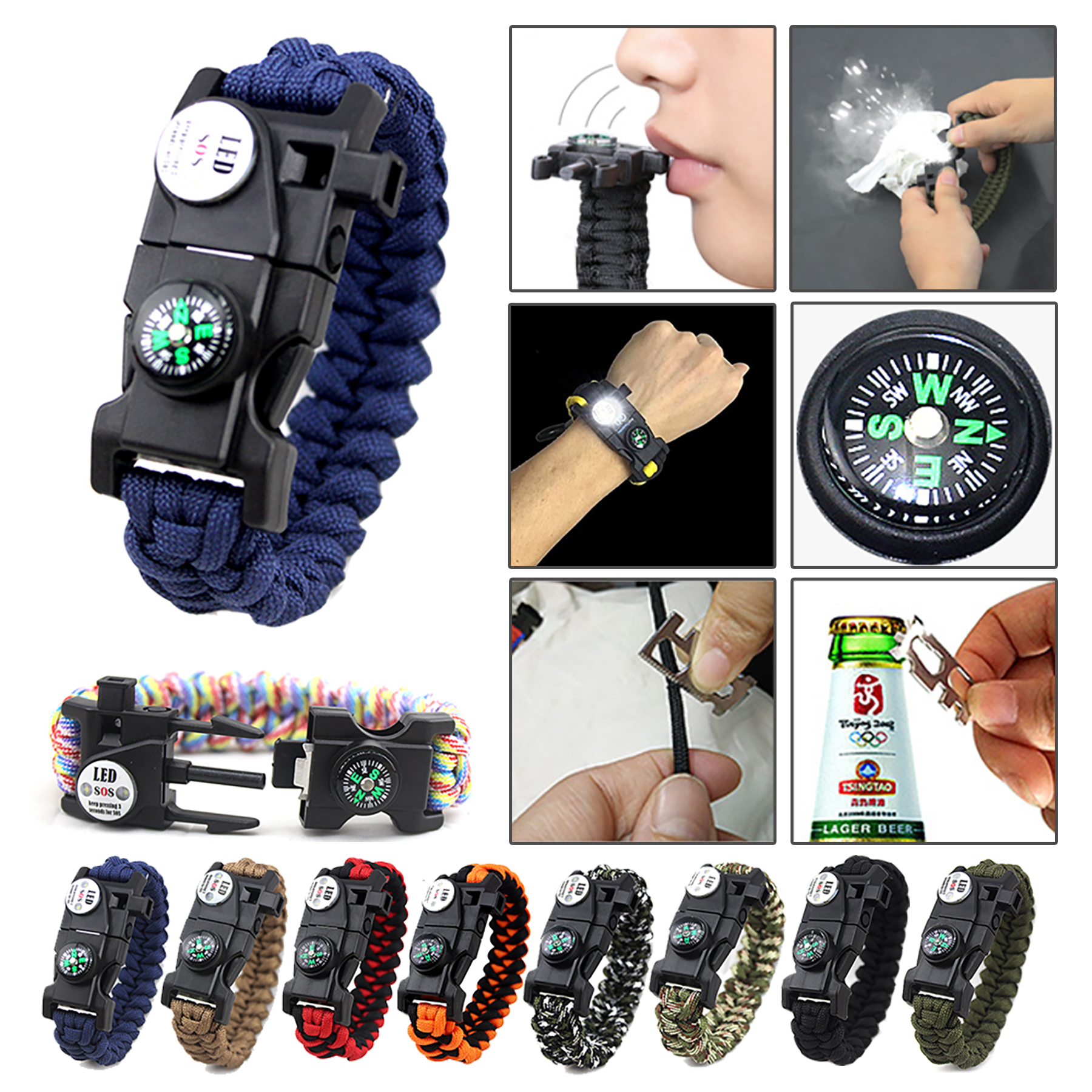 21 in 1 LED Paracord Survival Bracelet 2