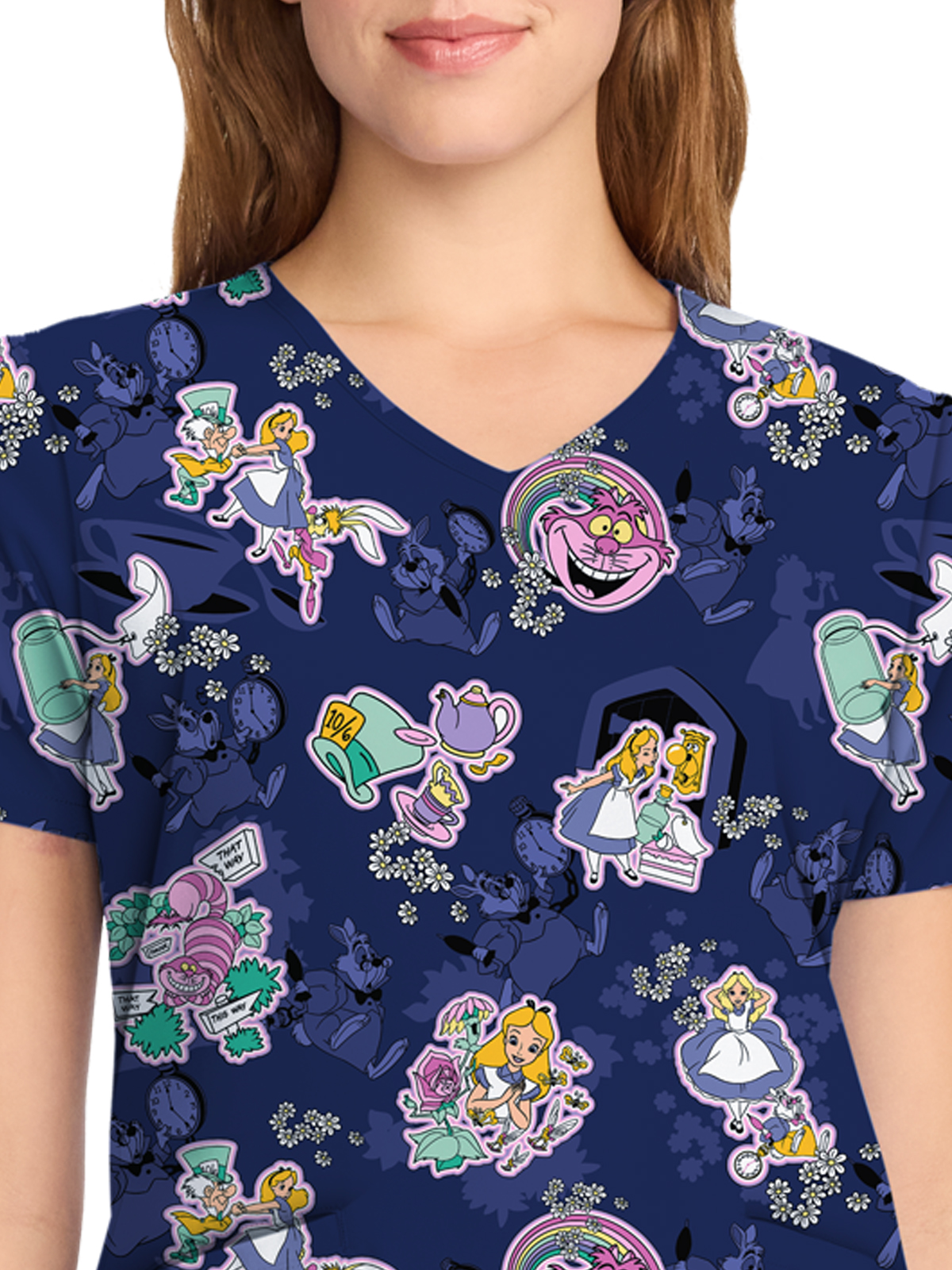 Cherokee - Tooniforms - Women's V-Neck Print Top 6