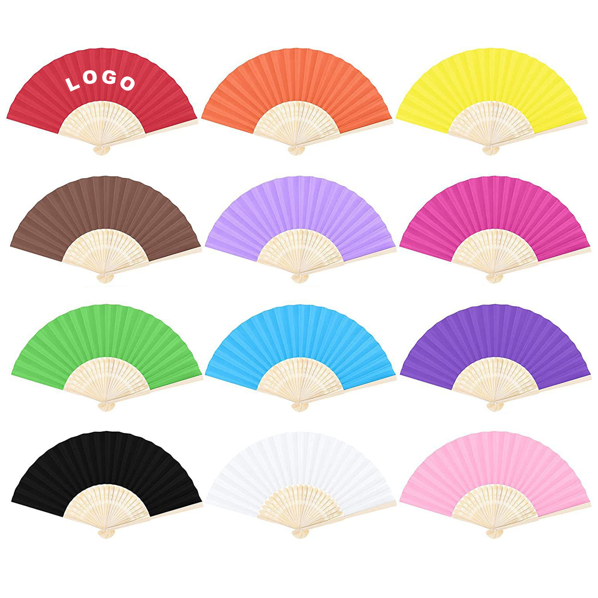 Custom Handheld Paper Bamboo Fans 2