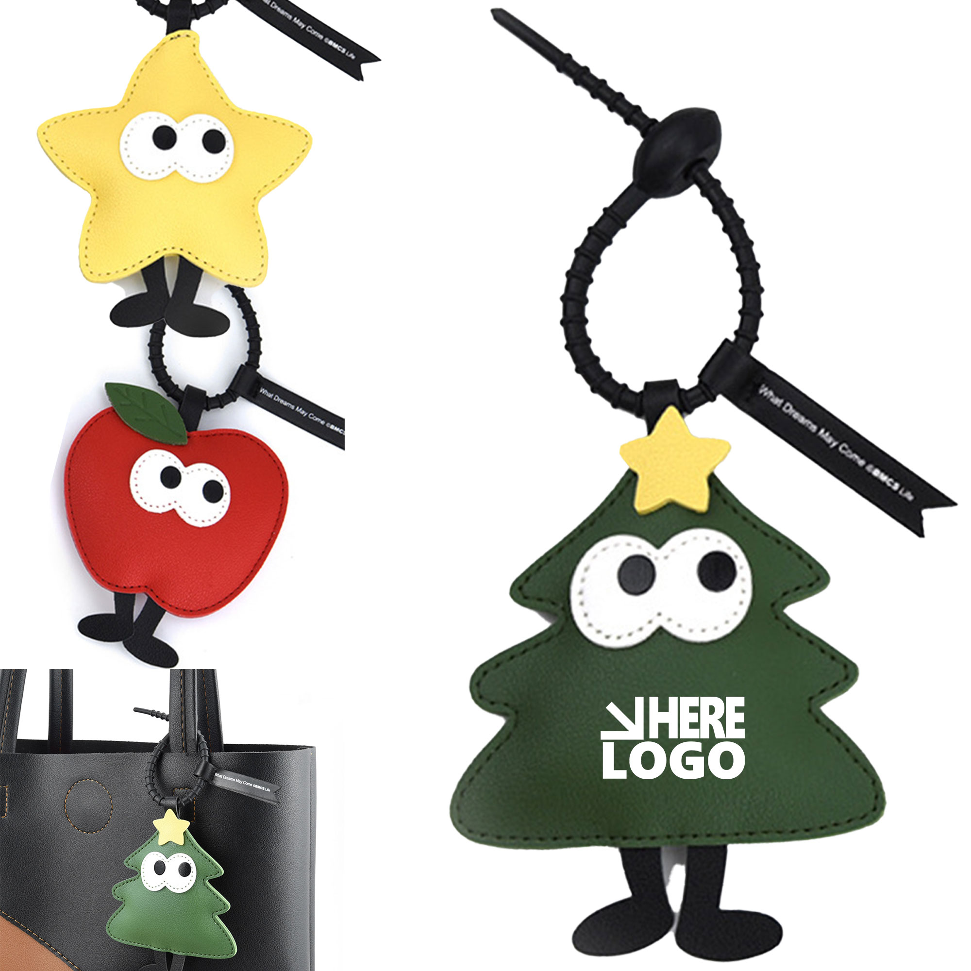 MOQ 20 Christmas Tree Apple Key Chain Small Gift 1
