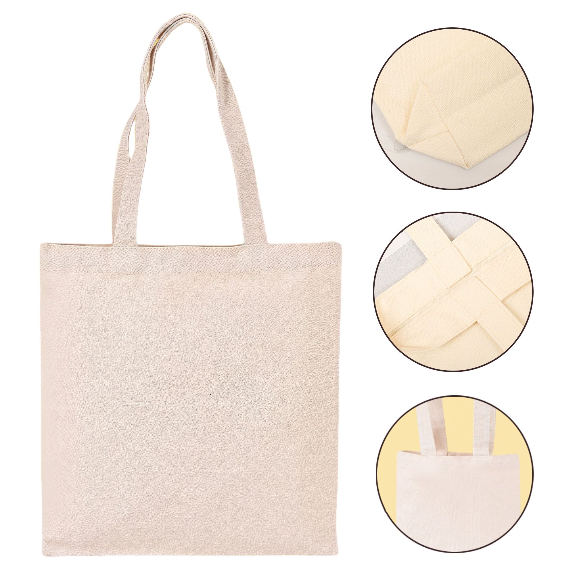 Beige Reusable Canvas Tote Bag 2
