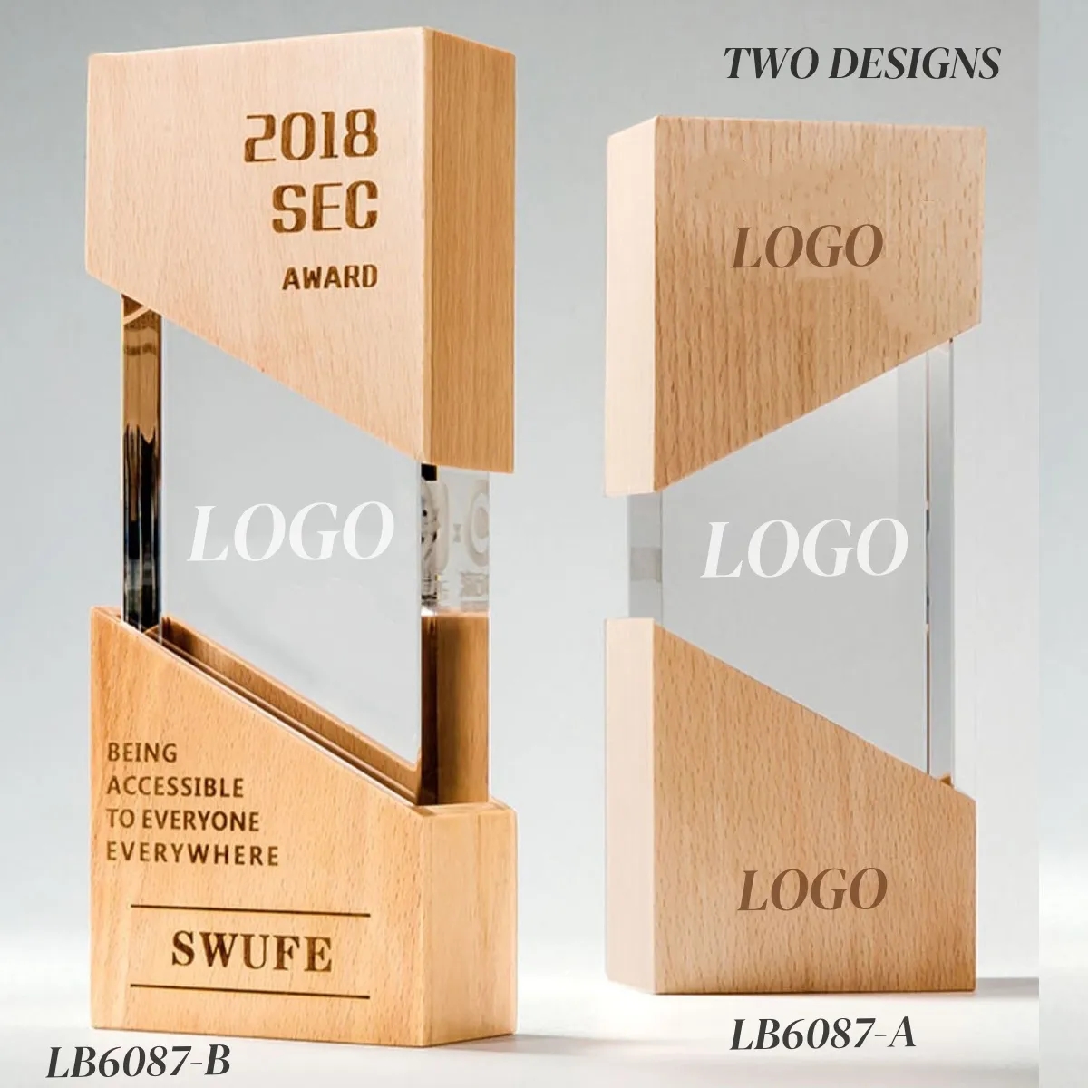 Wooden Plaque Award Crystal Throphy Personalized 2