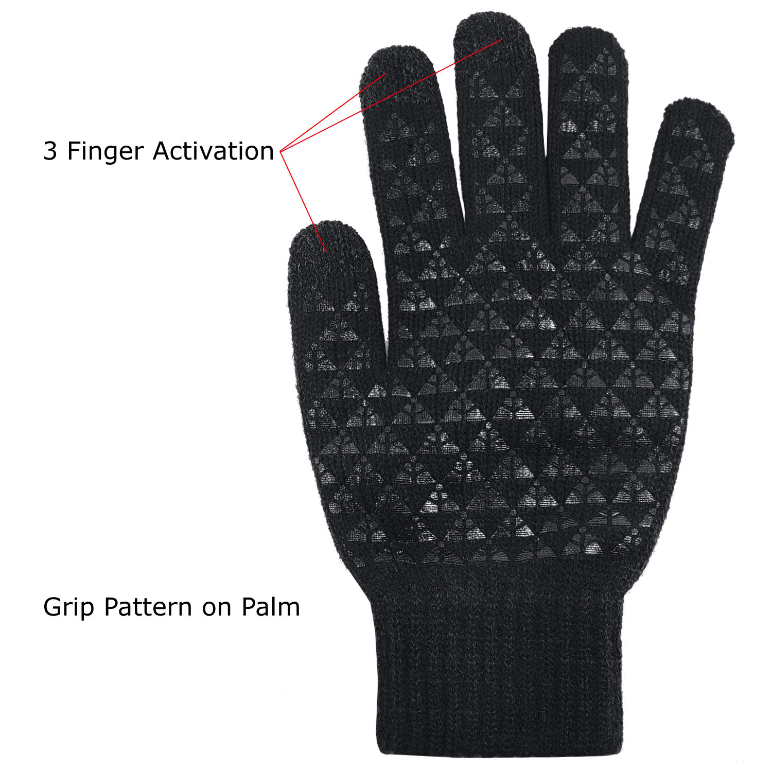 Deluxe Knit Text Gloves with Gripper Palm with Oversized DTF on Top of Hand and Fingers 3