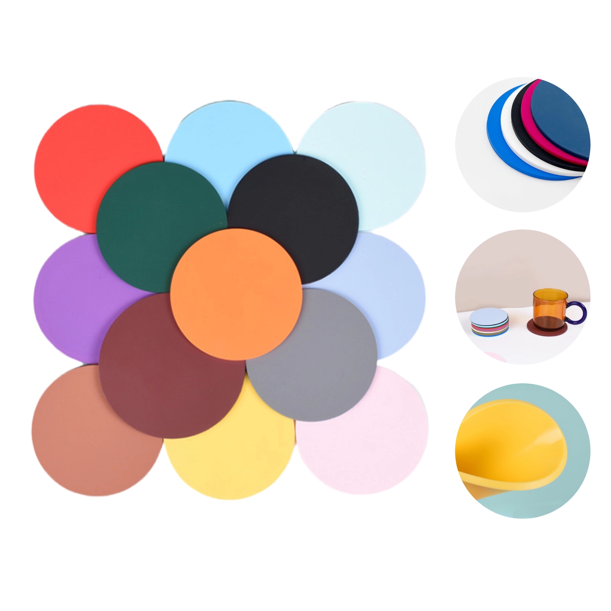 MOQ 50 Full Color PVC Round Coasters 9