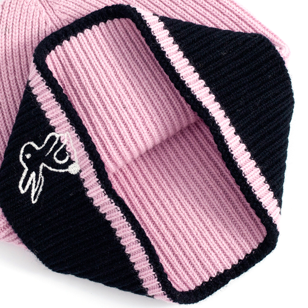 Hat women's winter ear protection foldable knitted hat 2