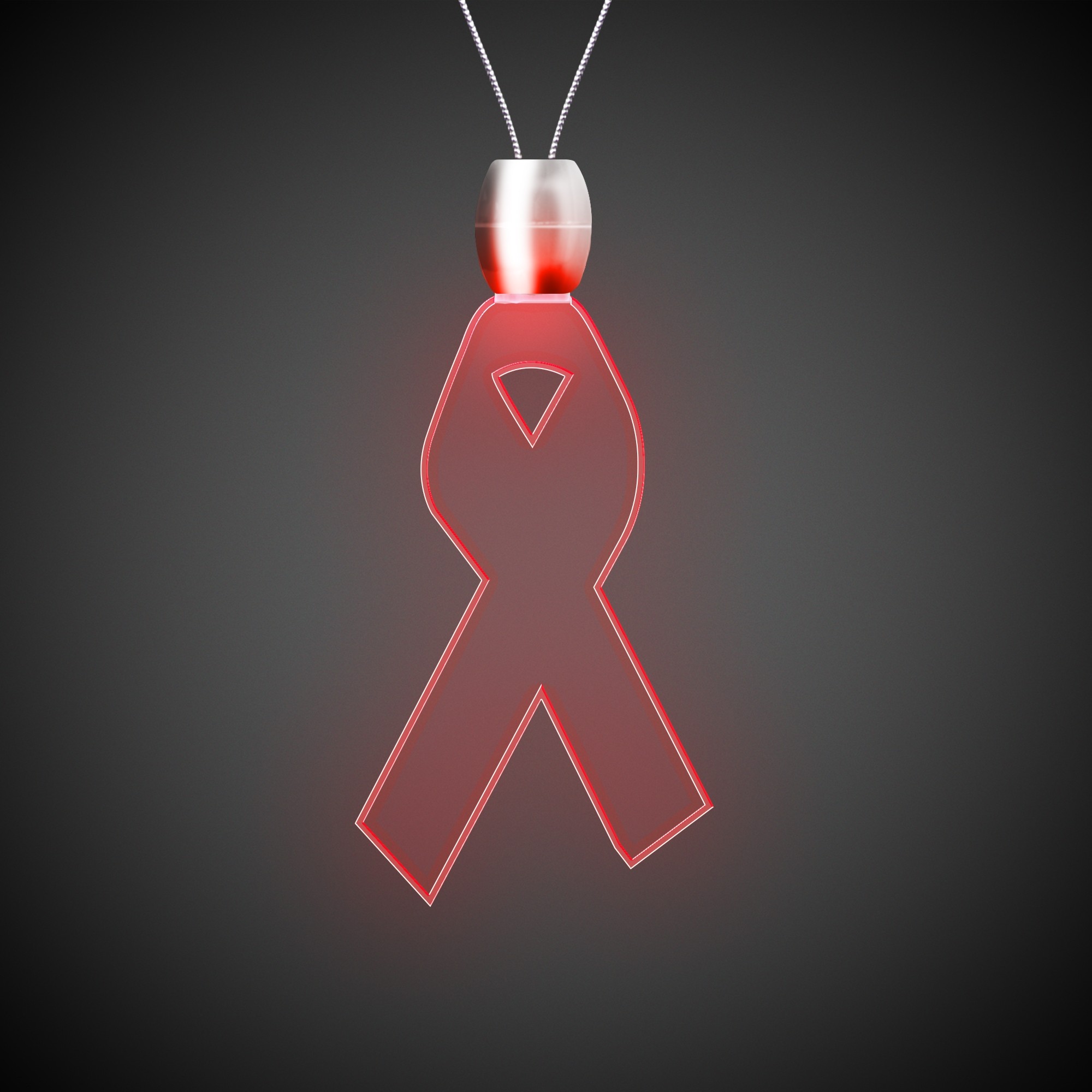 Ribbon Red Light-Up Acrylic Pendant Necklace