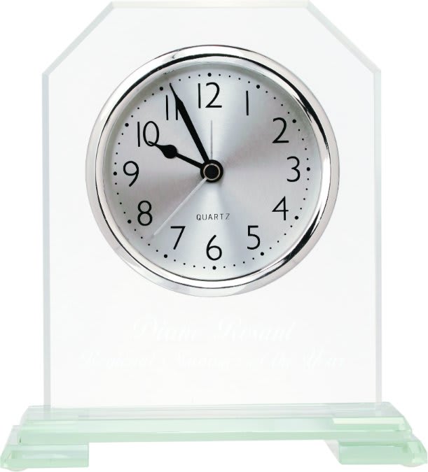 6 1/2" Clipped Corner Glass Clock 2