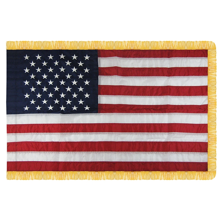 3' X 5' U.S. Flag Sewn Nylon with Pole Hem & Fringe - Flag Only - Imported 3