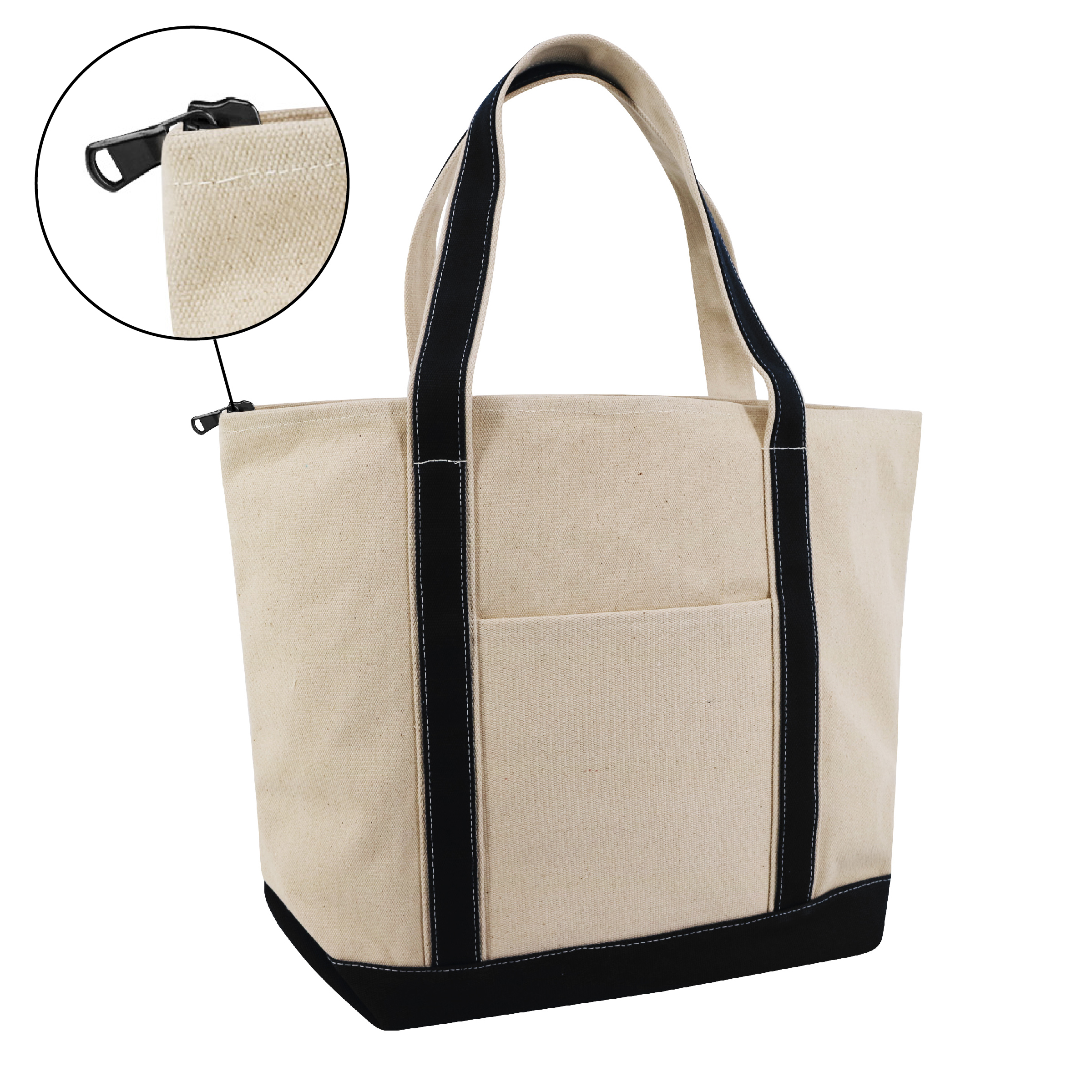 XL Zippered Cotton Canvas Resort Tote 1