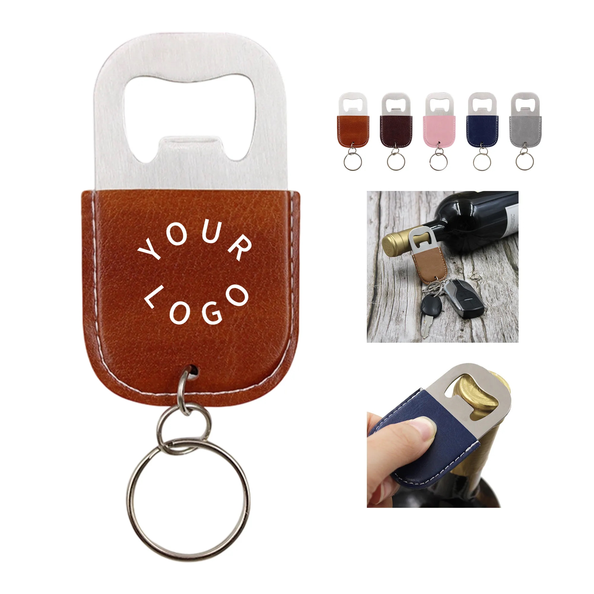 PU Stainless Steel Bottle Opener Keychain 3