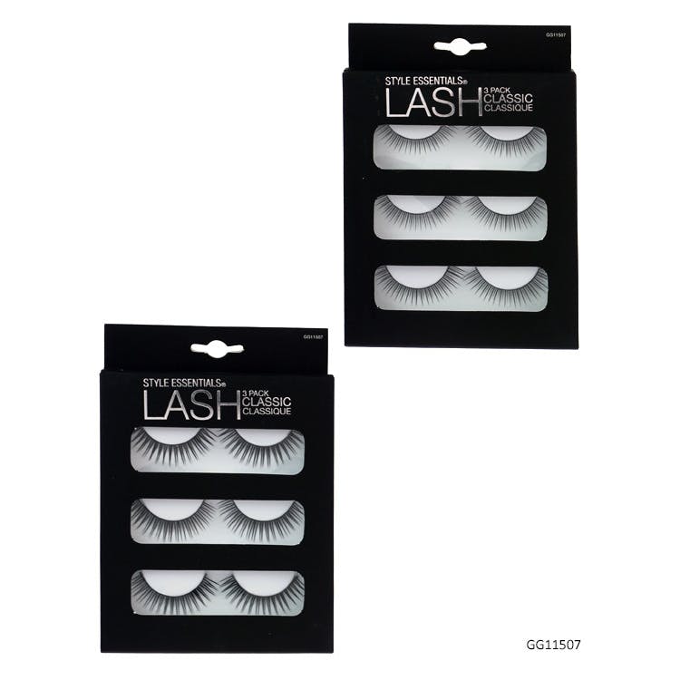 Classic Fake Eyelashes - 3-Pack Black 2 Styles