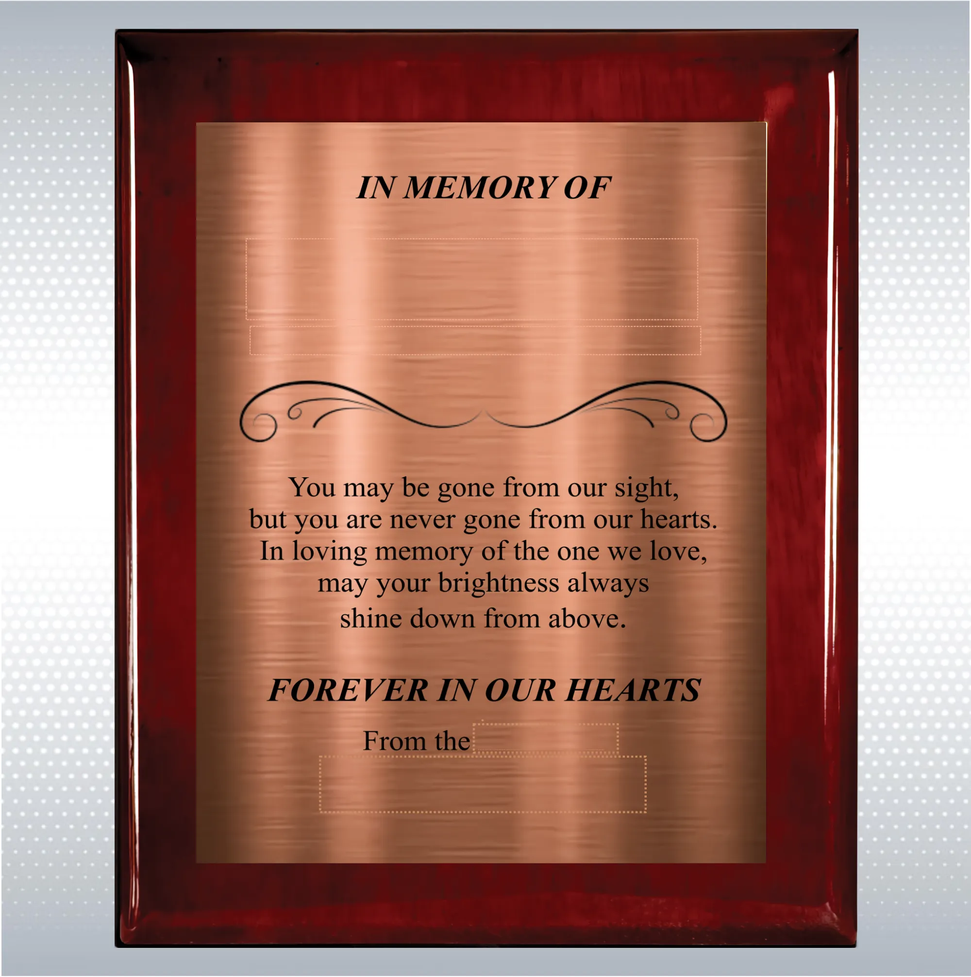 Rosewood Piano Finish Wood Personalized Memorial Plaque Gift 10