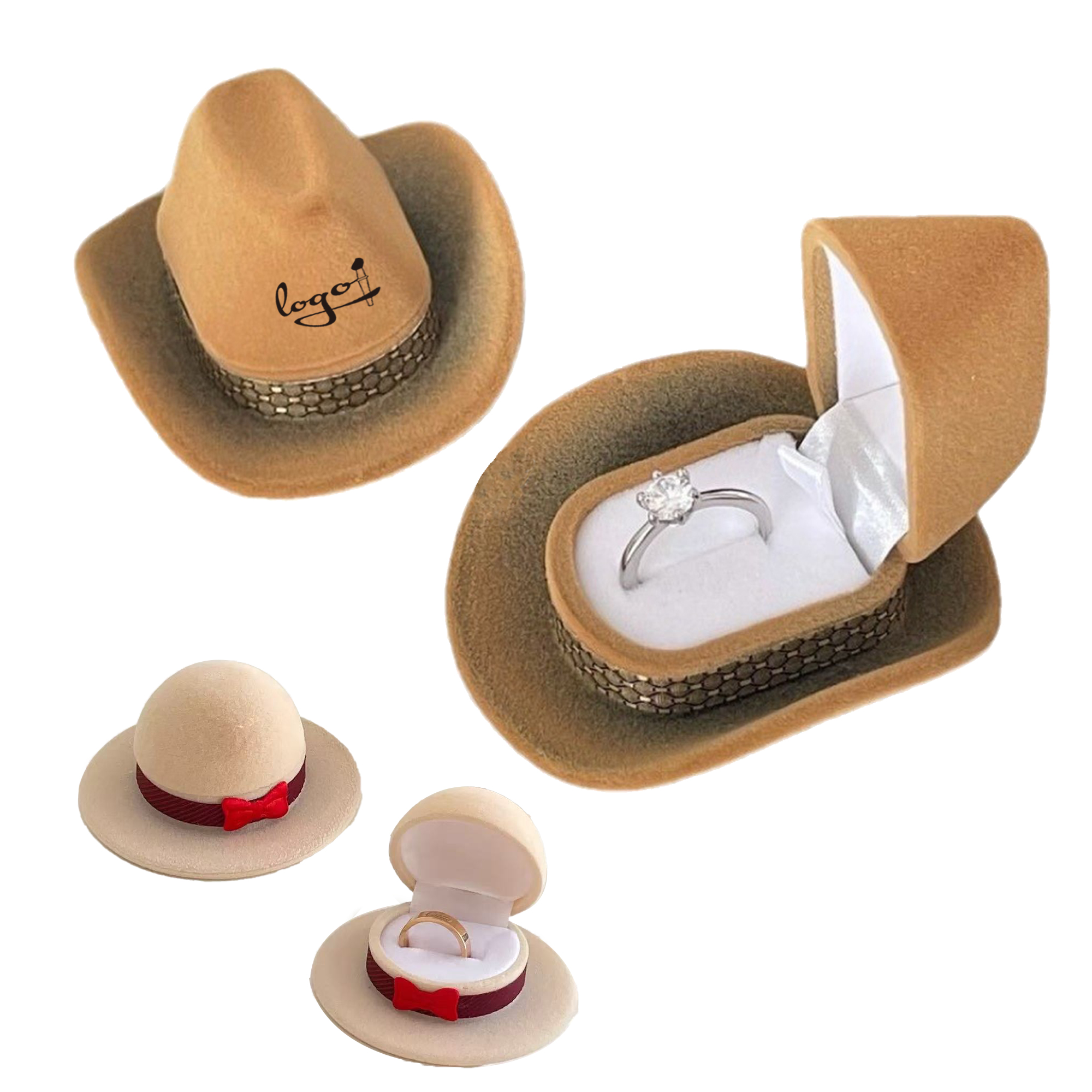 Western Cowboy Hat Velvet Ring Presentation Box 2
