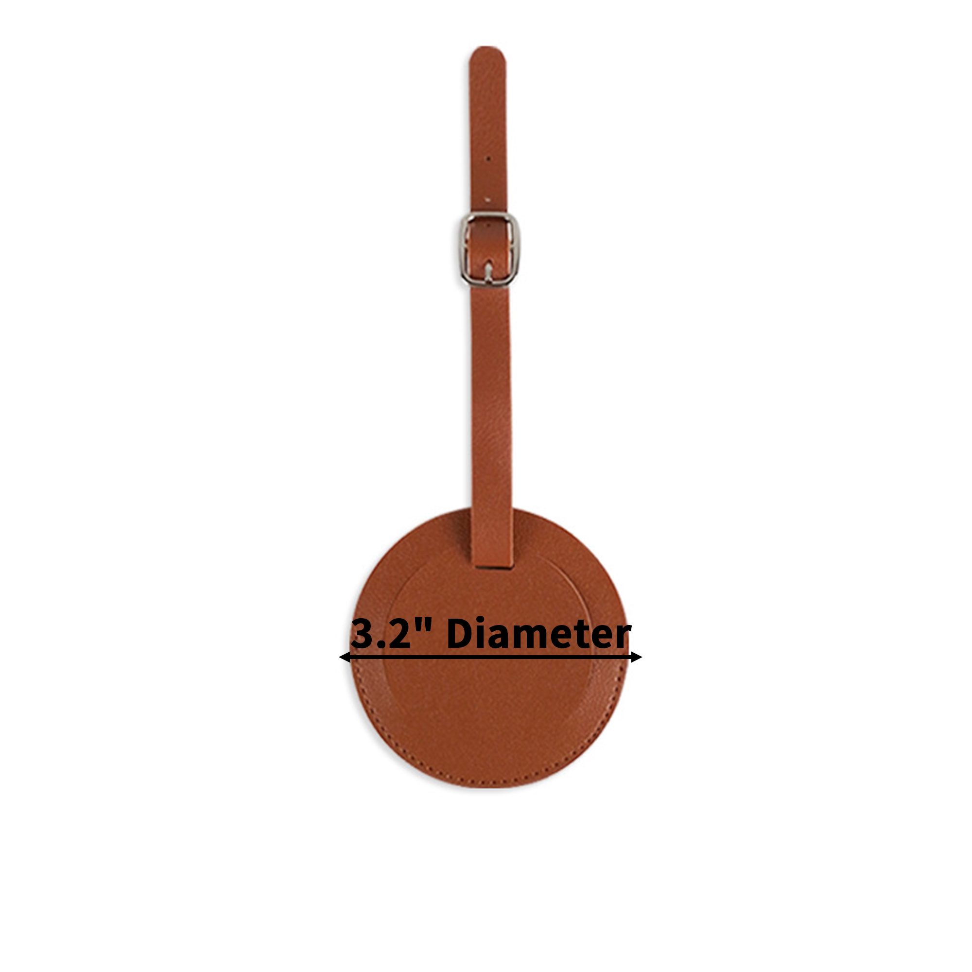 Faux Leather Round Luggage Tag 3.2" Diameter 7