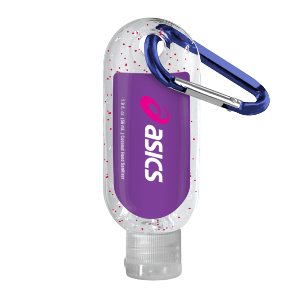 1.9 oz. Single Color Moisture Bead Sanitizer in Clear Bottle with Carabiner 74