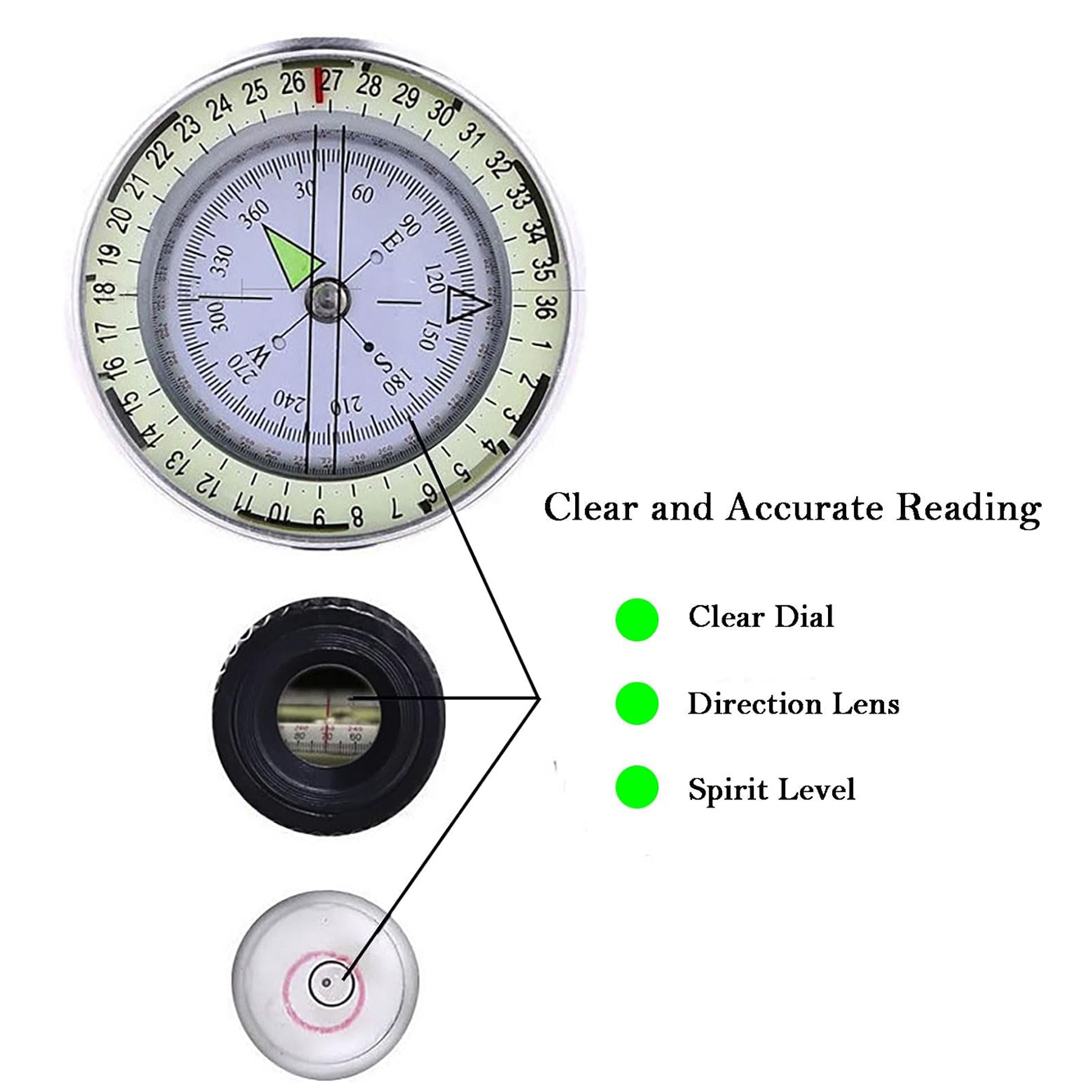 Survival Lensatic Hiking Compass 2