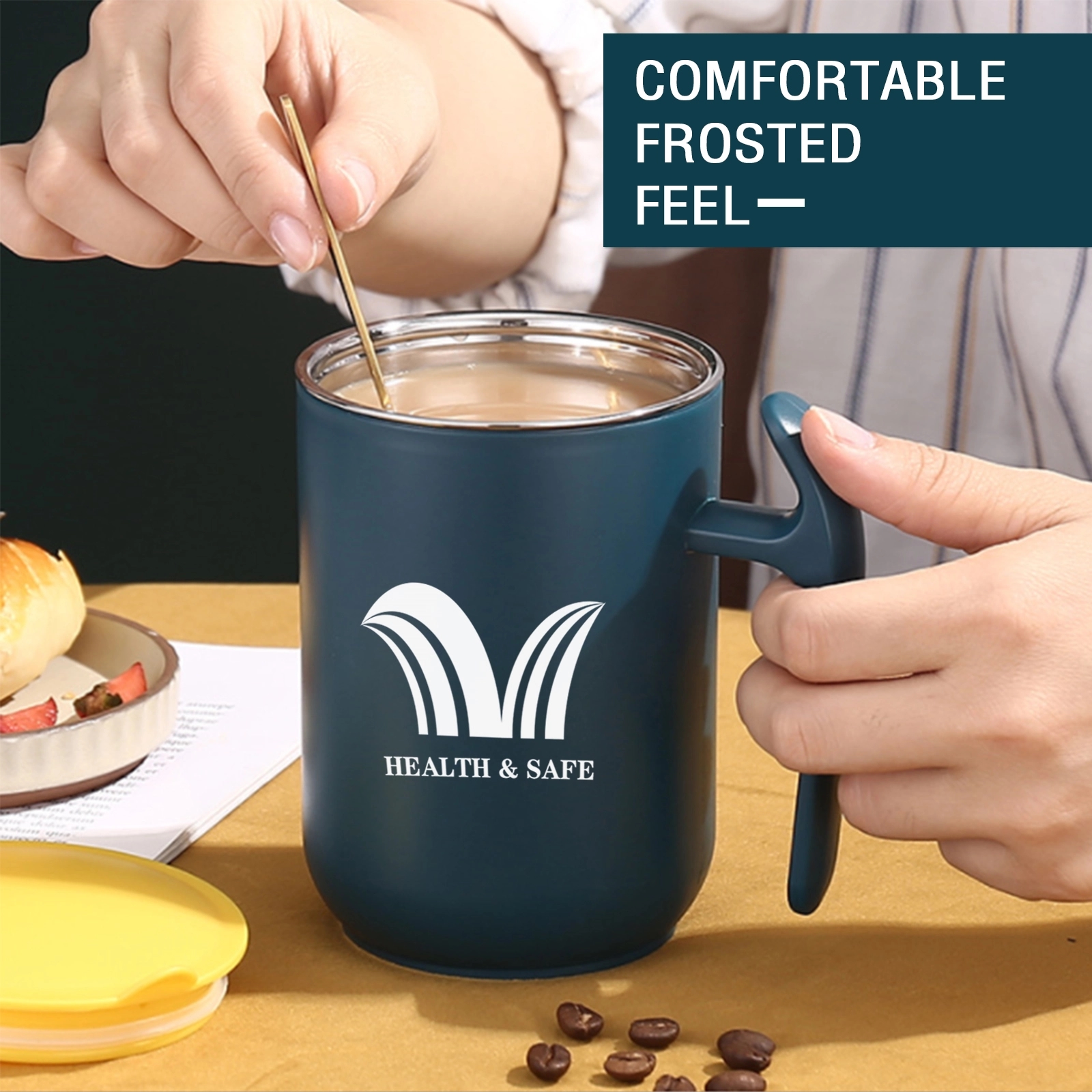 Tea Cup Wide Handle With Lids 12 Oz 4
