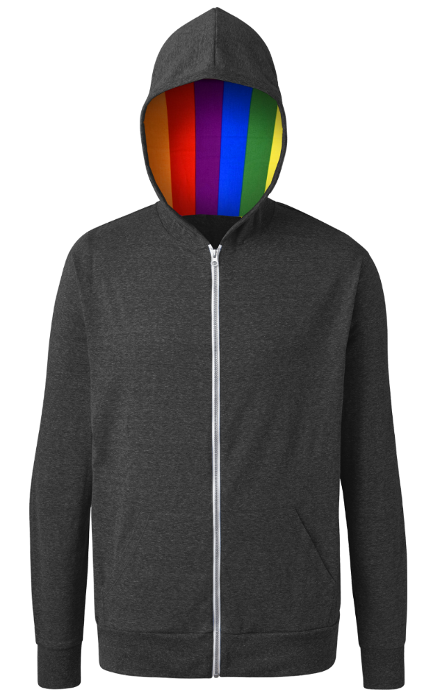 Pride Triblend Contrast Zip Front Hoodie, custom hoodie or sweatshirt with logo imprint 2