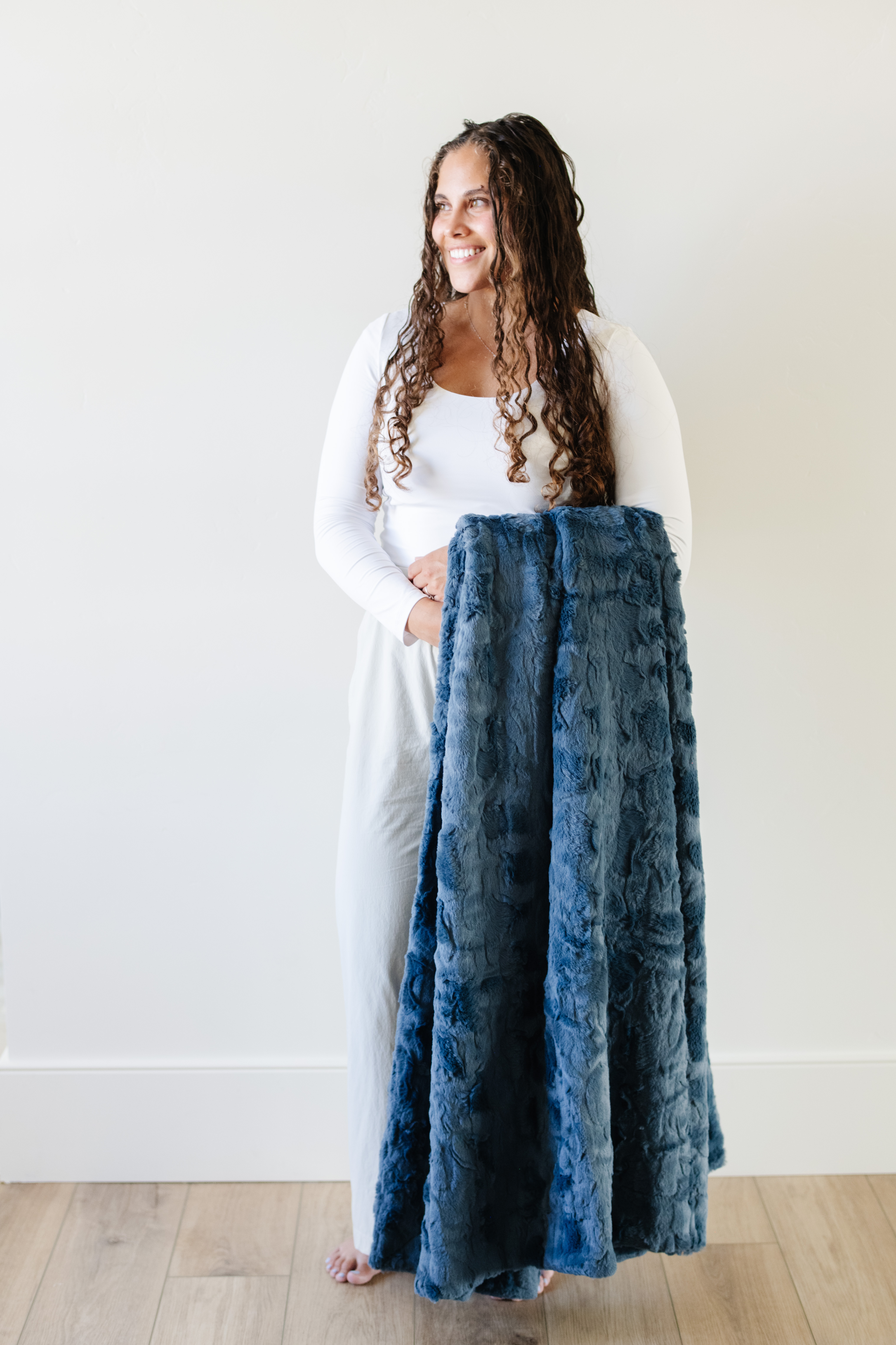 Patterned Faux Fur Zippered Indigo-Throw Luxury Blanket (50x60) 2