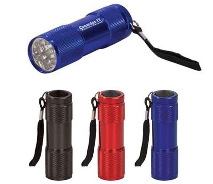 9-LED Flashlight with strap Laser Engraved