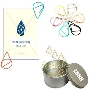 Water Drop Shaped Paper Clips In Tin Box 16
