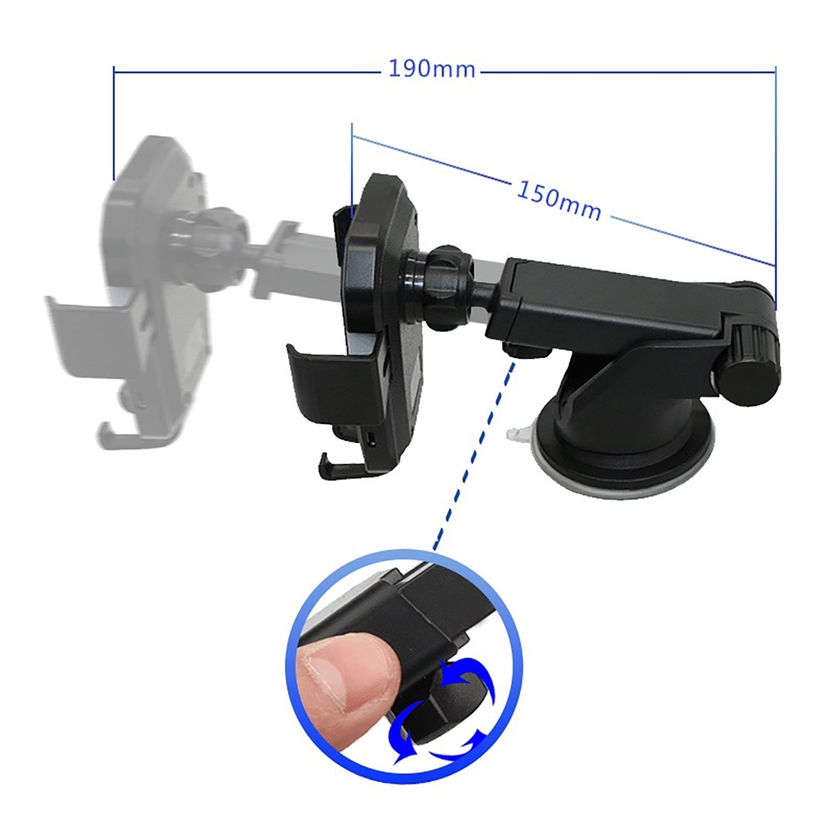 10W Wireless Charging Auto Clamping Car Charger Phone Mount 3
