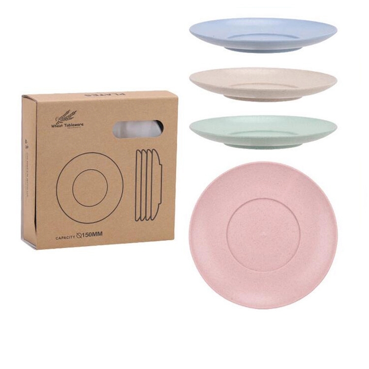 4-Pieces Wheat Straw Dessert Plate with Box 6