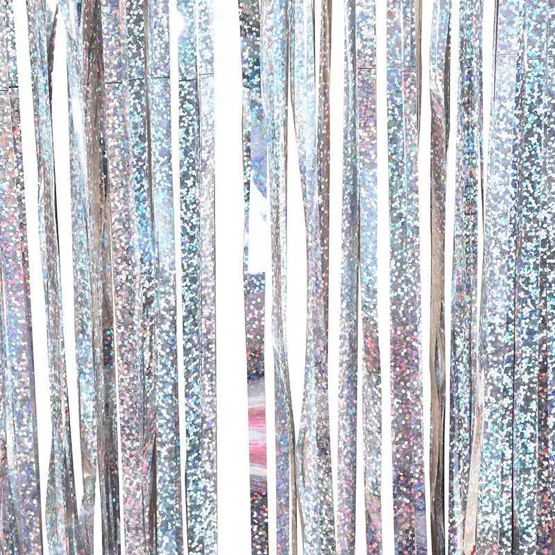 Party Backdrop Christmas Decorations Foil Fringe Backdrop Curtains 3