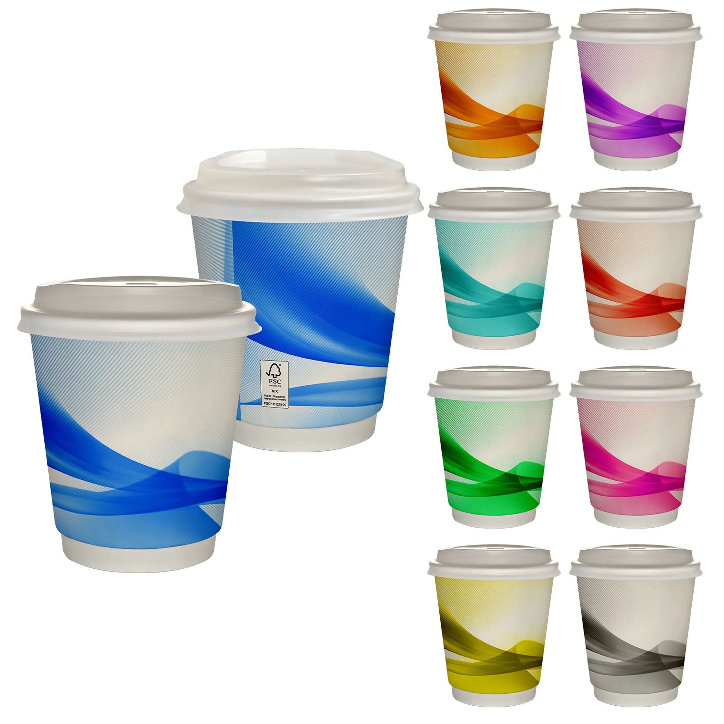 10 oz Full Color Groovy Insulated Paper Cup With Lid 19