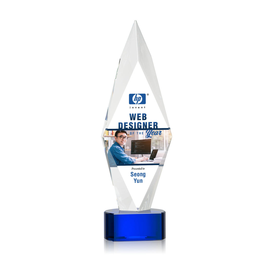 Manilow VividPrint™ Award on Paragon Base - Blue 10