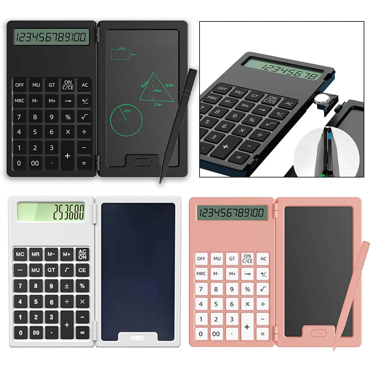 Portable Folding Calculator LCD Writing Board Study Office 2