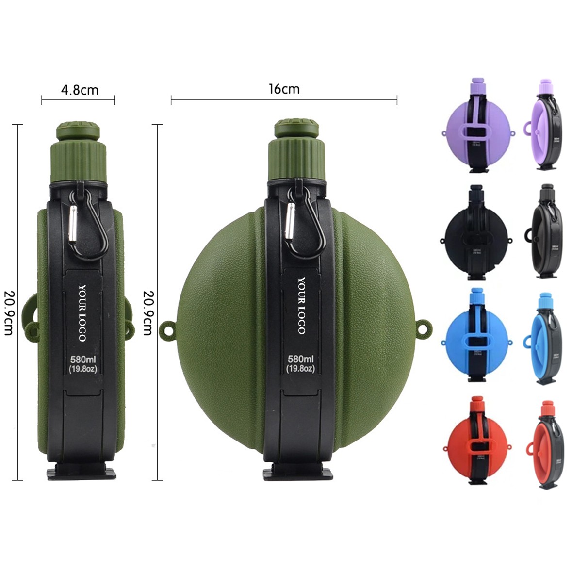 19oz Outdoor Foldable Silicone Water Bottle with Compass 1