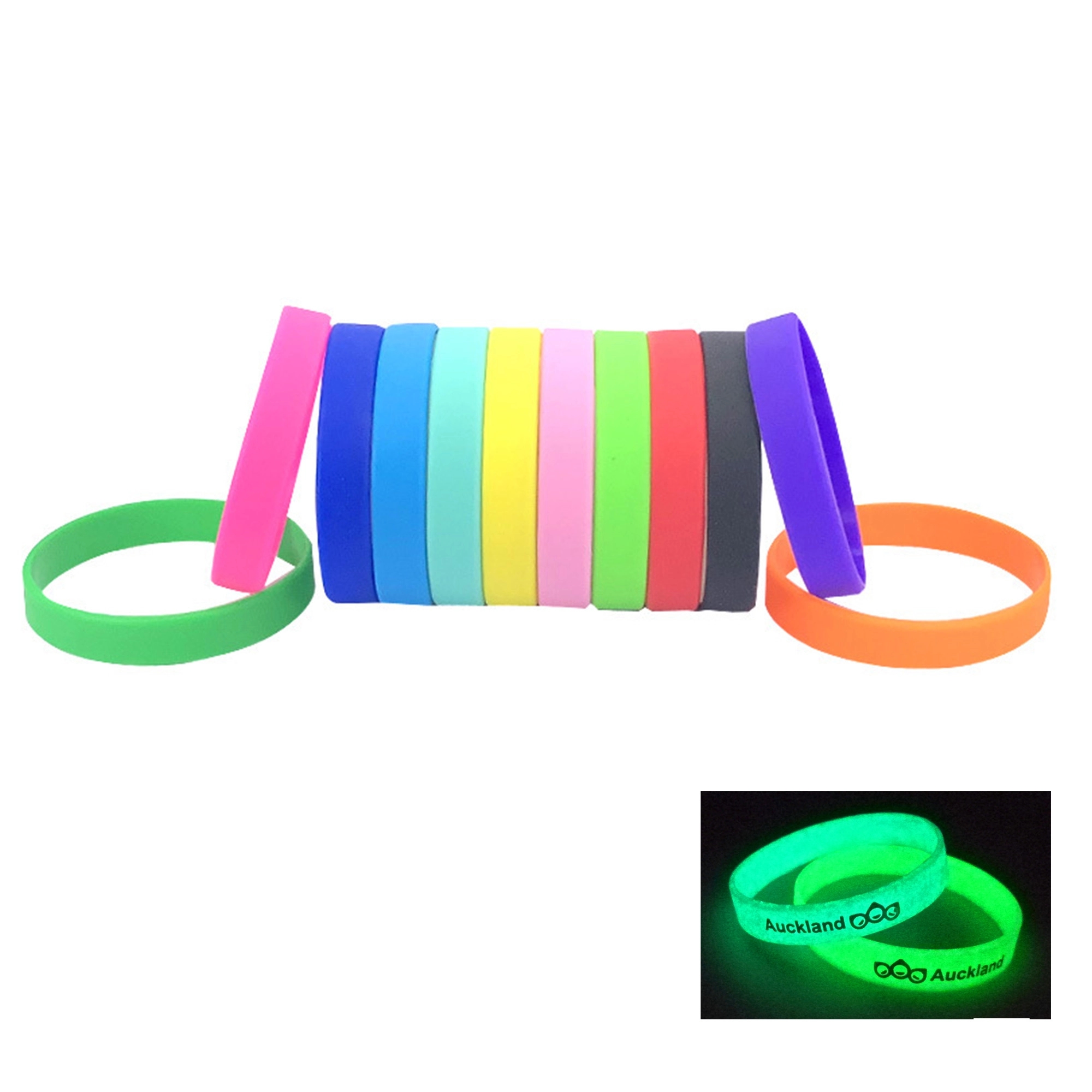 8" Glow in the Dark Silicone Wristband 2