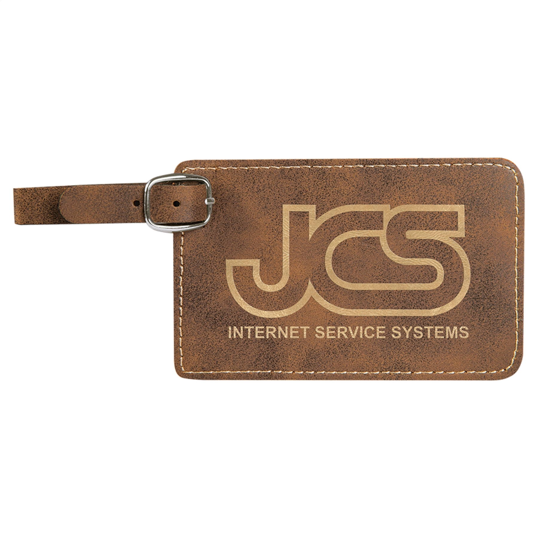 Rustic Brown/Gold Laserable Leatherette Luggage Tag 2