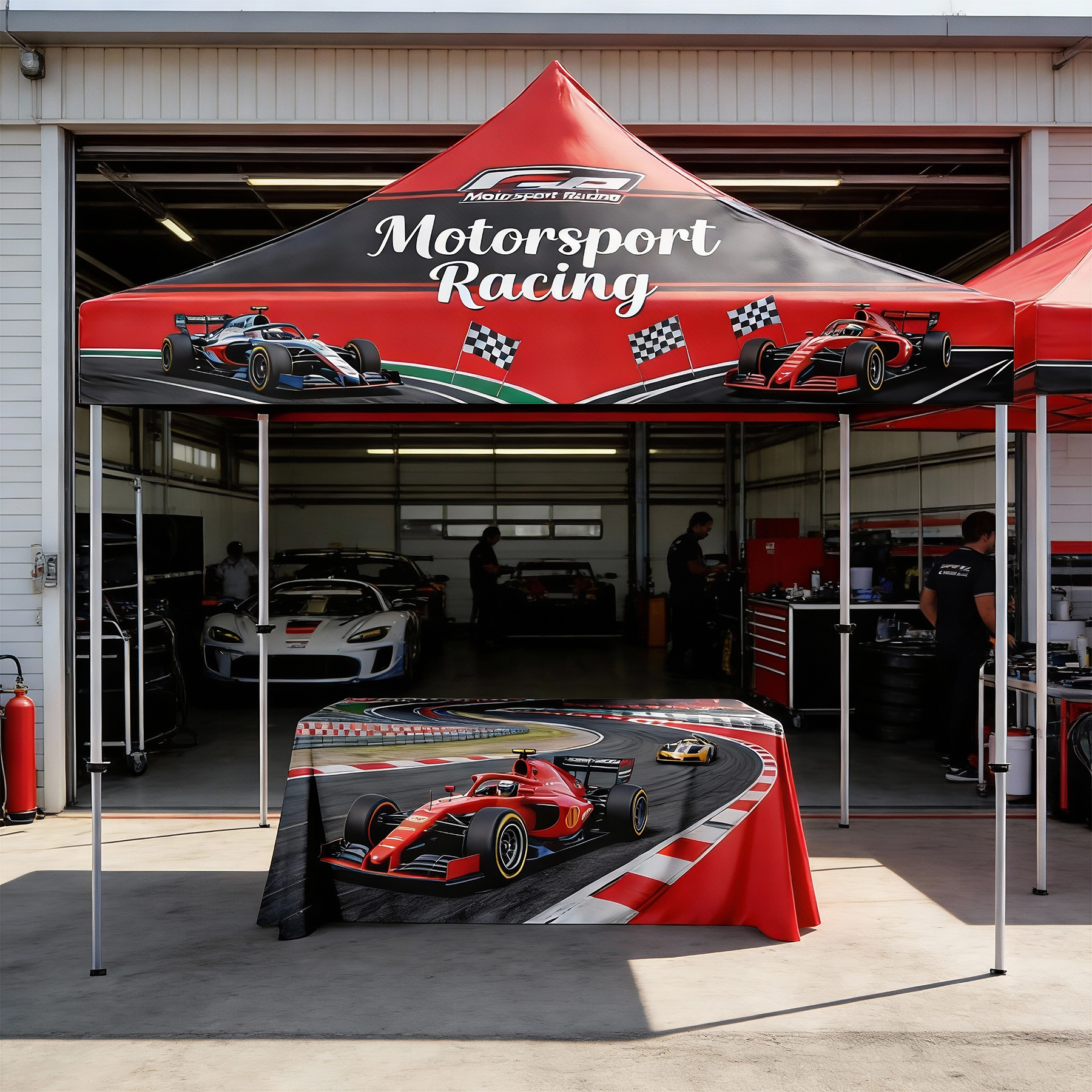 10'x10' Deluxe White Steel Frame, Dye Sublimation Canopy & 6' Table Cover 2
