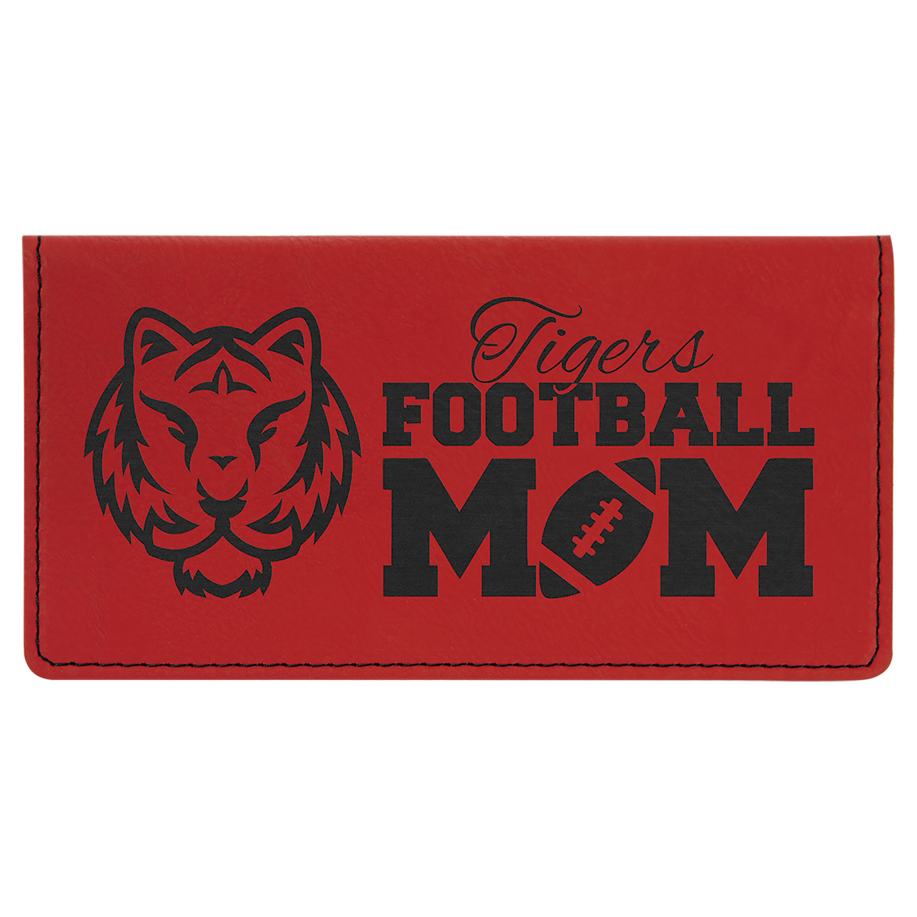 6 3/4" x 3 1/2" Red Leatherette Checkbook Cover 2