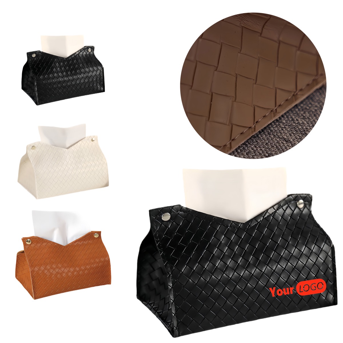 Grid Simple Home Leather Tissue Box 4