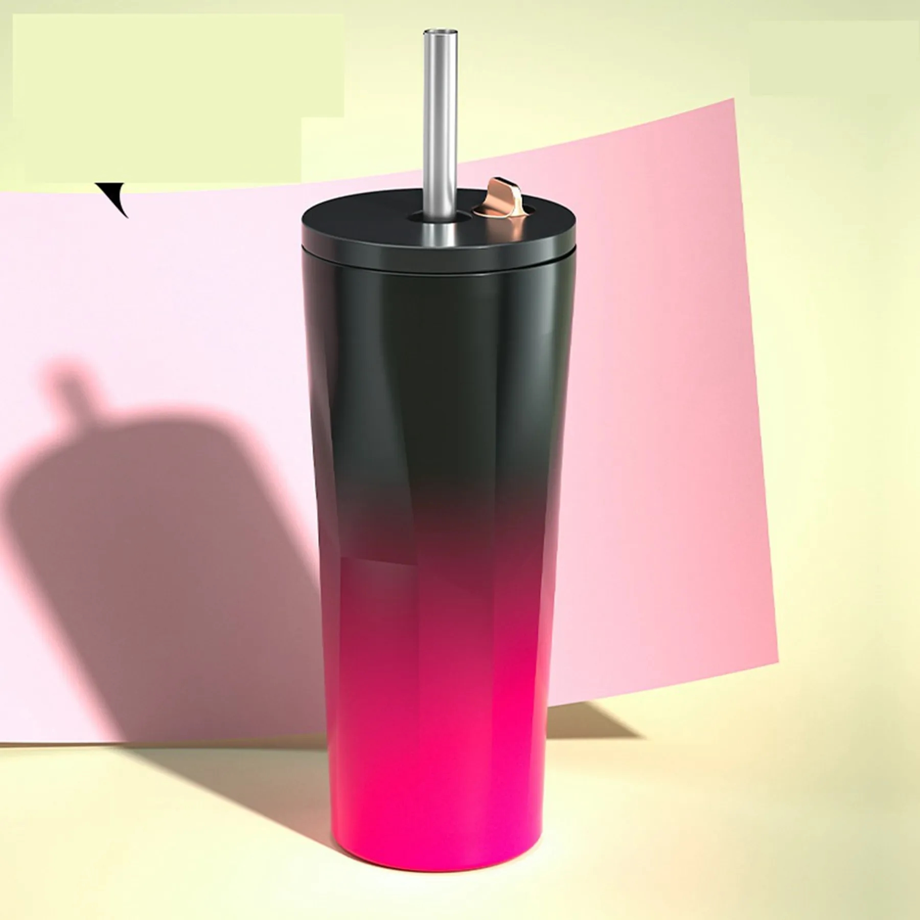 24 Oz. Diamond Shaped Double Wall Gradient Colored Straw Cup 9