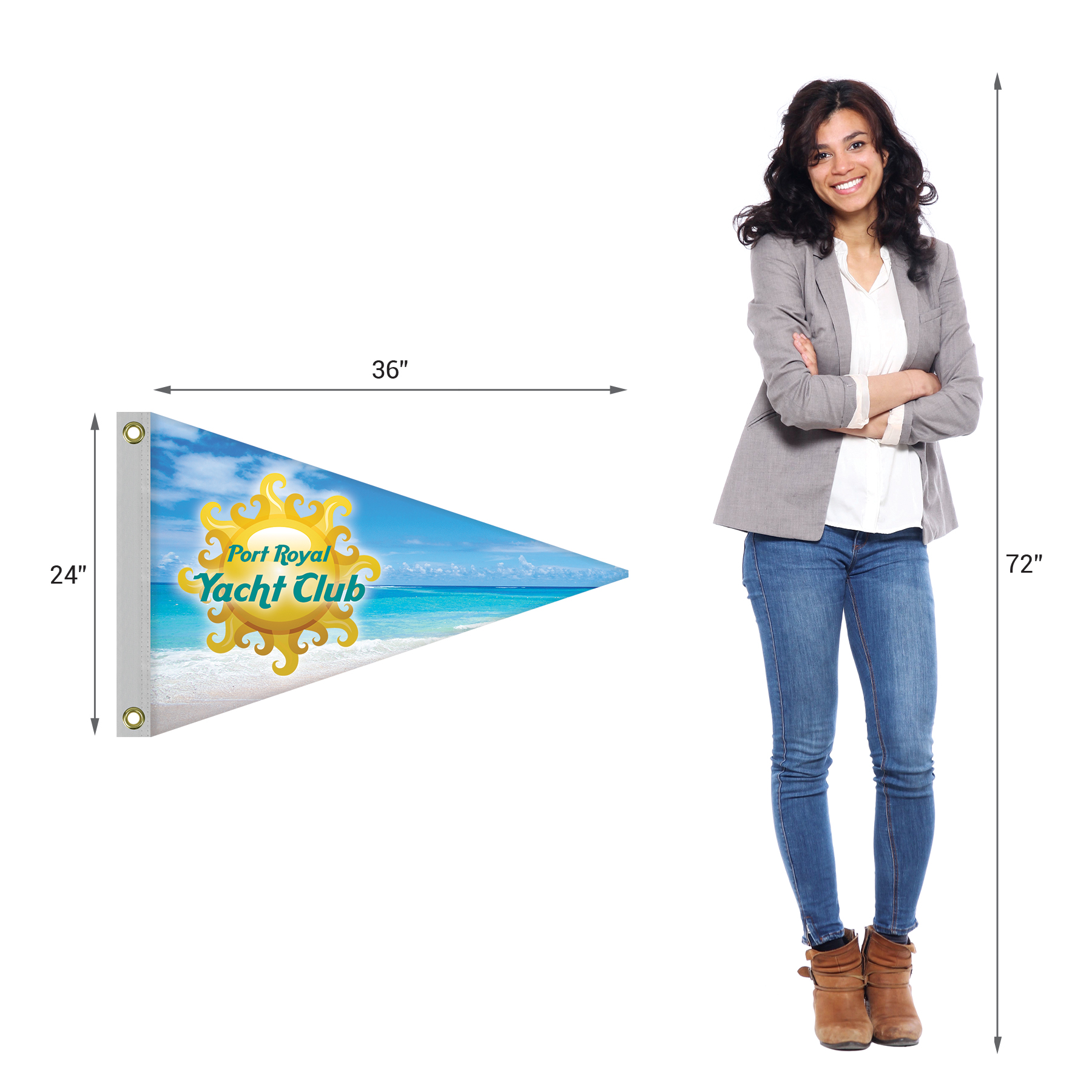 Single Reverse Knitted Polyester Pennant Boat Flag (24"x36") 10