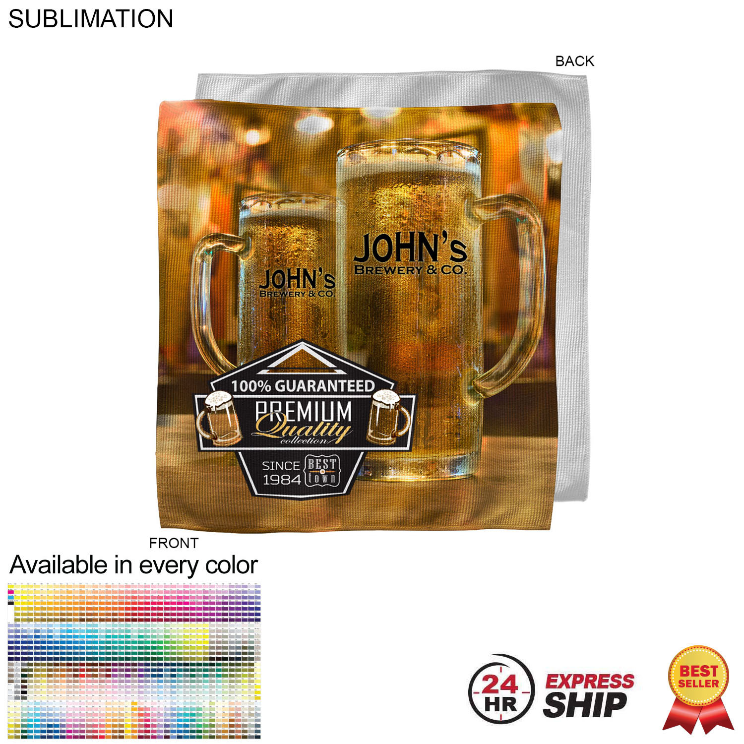 24 Hr Express Ship - Microfiber Dri-Lite Terry Skate, Cooling, Rally Towel, 10x10, Sublimated 7