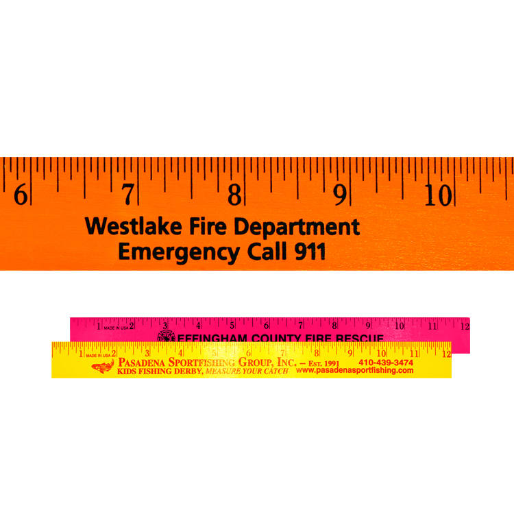 12" Fluorescent Wood Ruler - English Scale 2