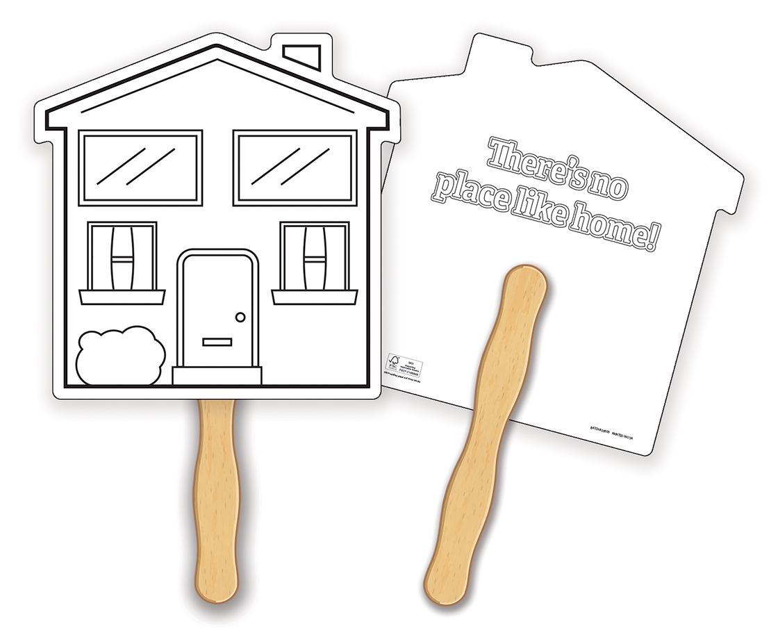 HAND FANS - Coloring Fan, House Shape 1