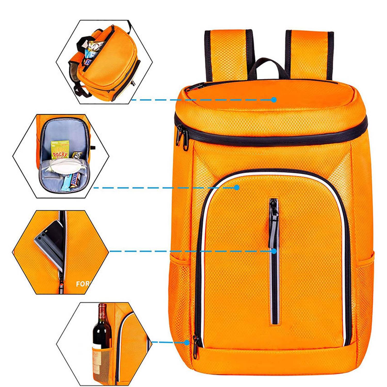 30L Waterproof Insulated Cooler Backpack w/ Oxford Fabric 2