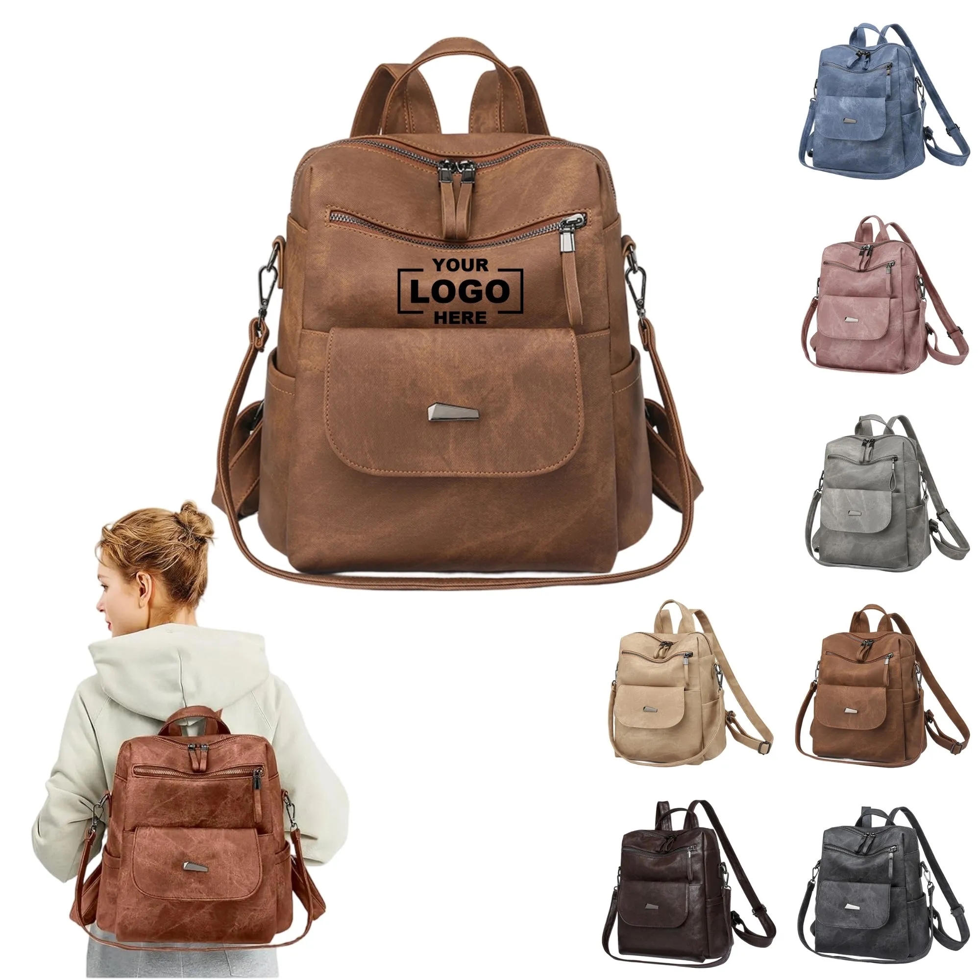Large Capacity PU Leather Women's Backpack