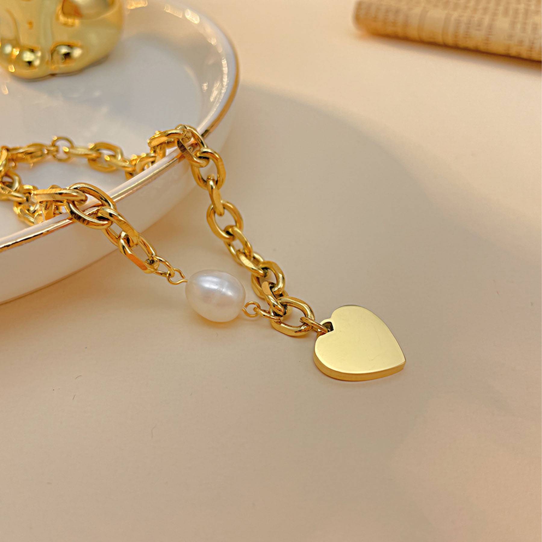 Titanium Steel Love Pearl Bracelet 5