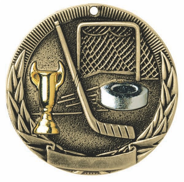 Hockey Tri-Colored Medal 2" 1