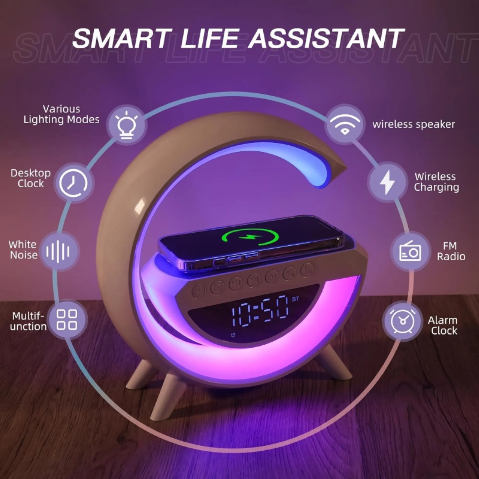 G-Shaped Wireless Charging Speaker Lamp 4